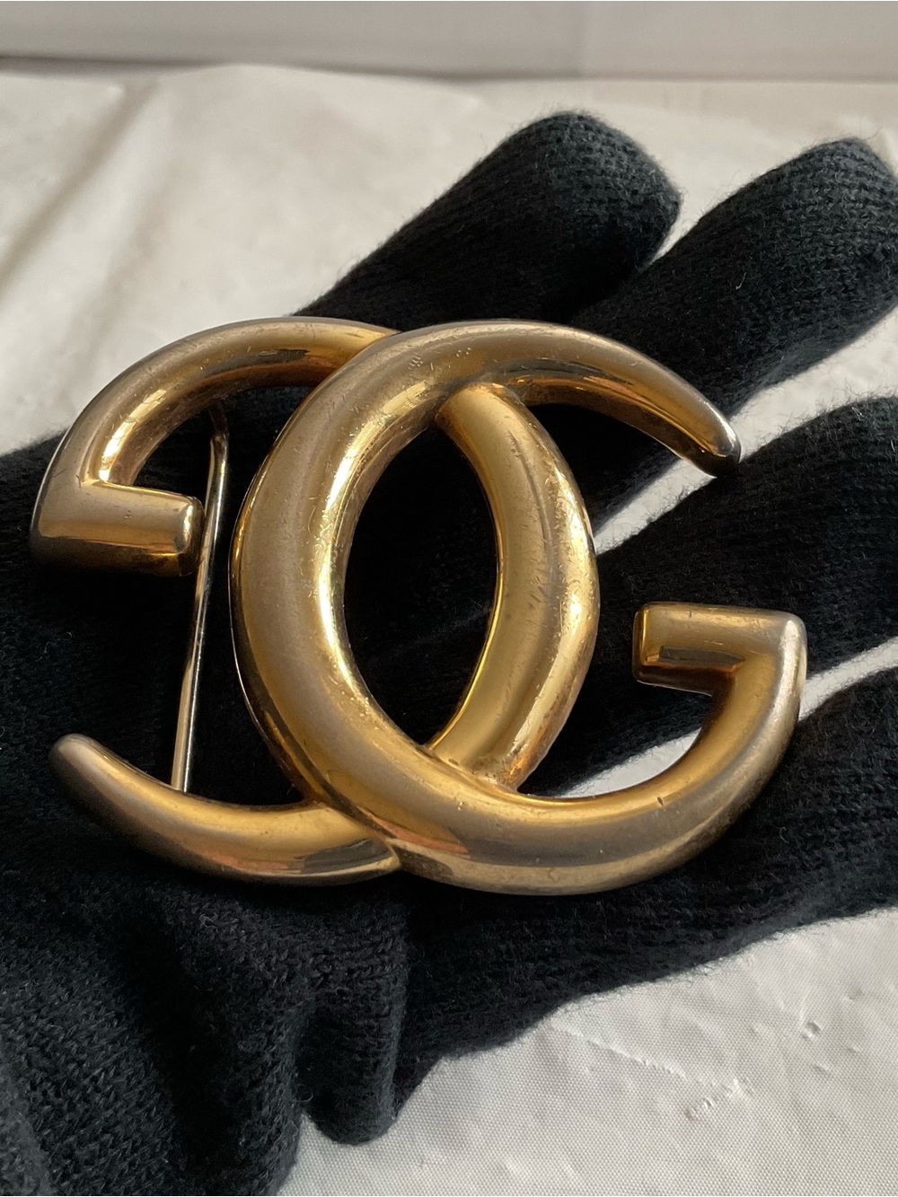 Vintage 1970s GUCCI Gold Tone Interlocking “G” Belt Buckle - Italy Made